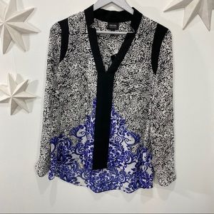 Nicole Miller animal print patterned blouse top